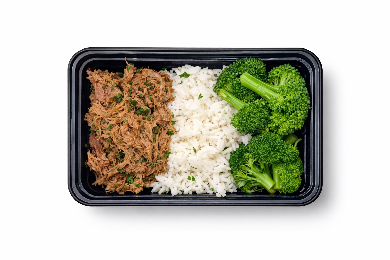 Spicy Korean Pulled Pork with Jasmine Rice and Steamed Broccoli