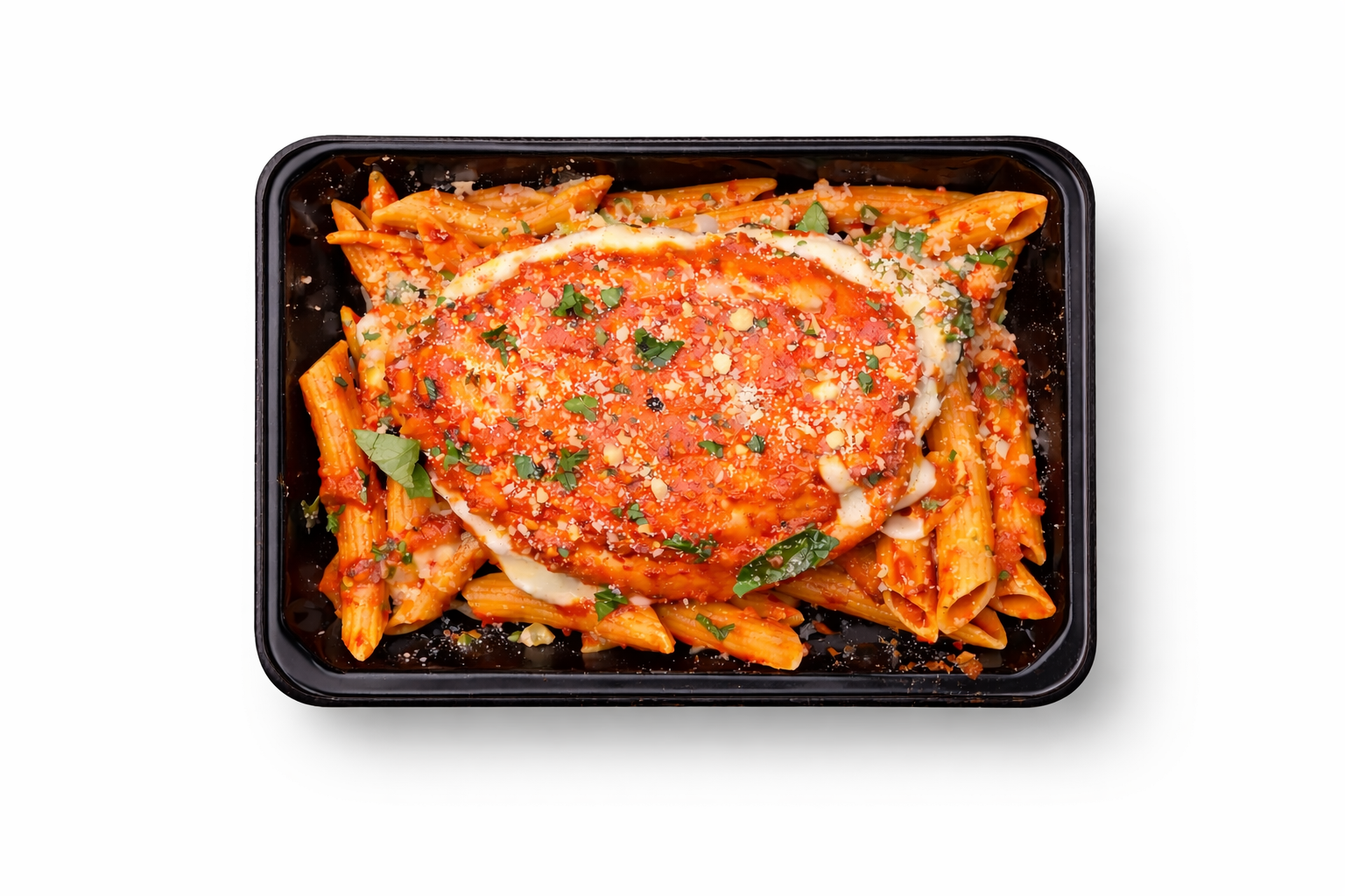 Grilled Chicken Parmesan with Penne Pasta and Marinara
