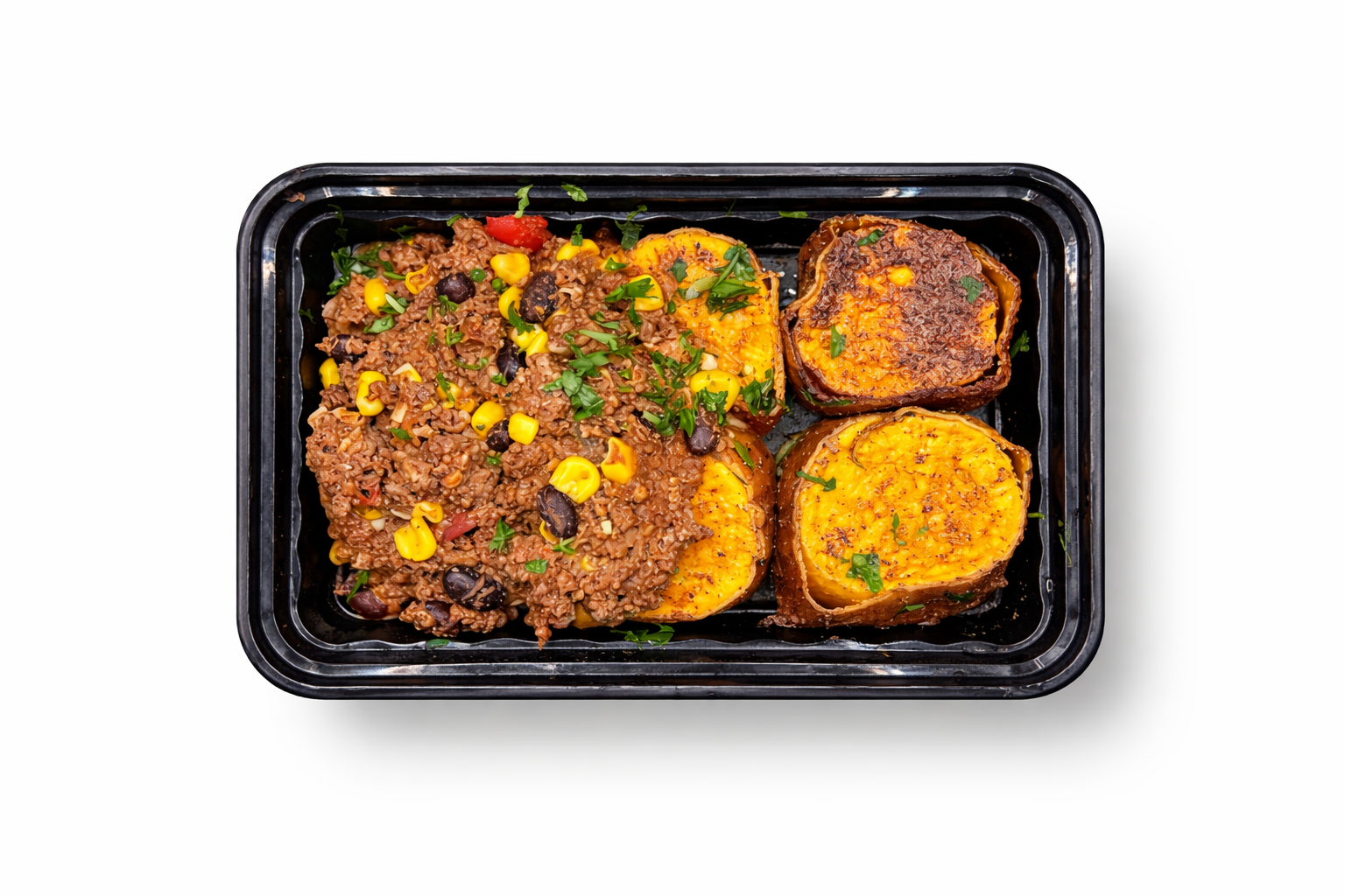 Southwest Chili with Roasted Sweet Potatoes