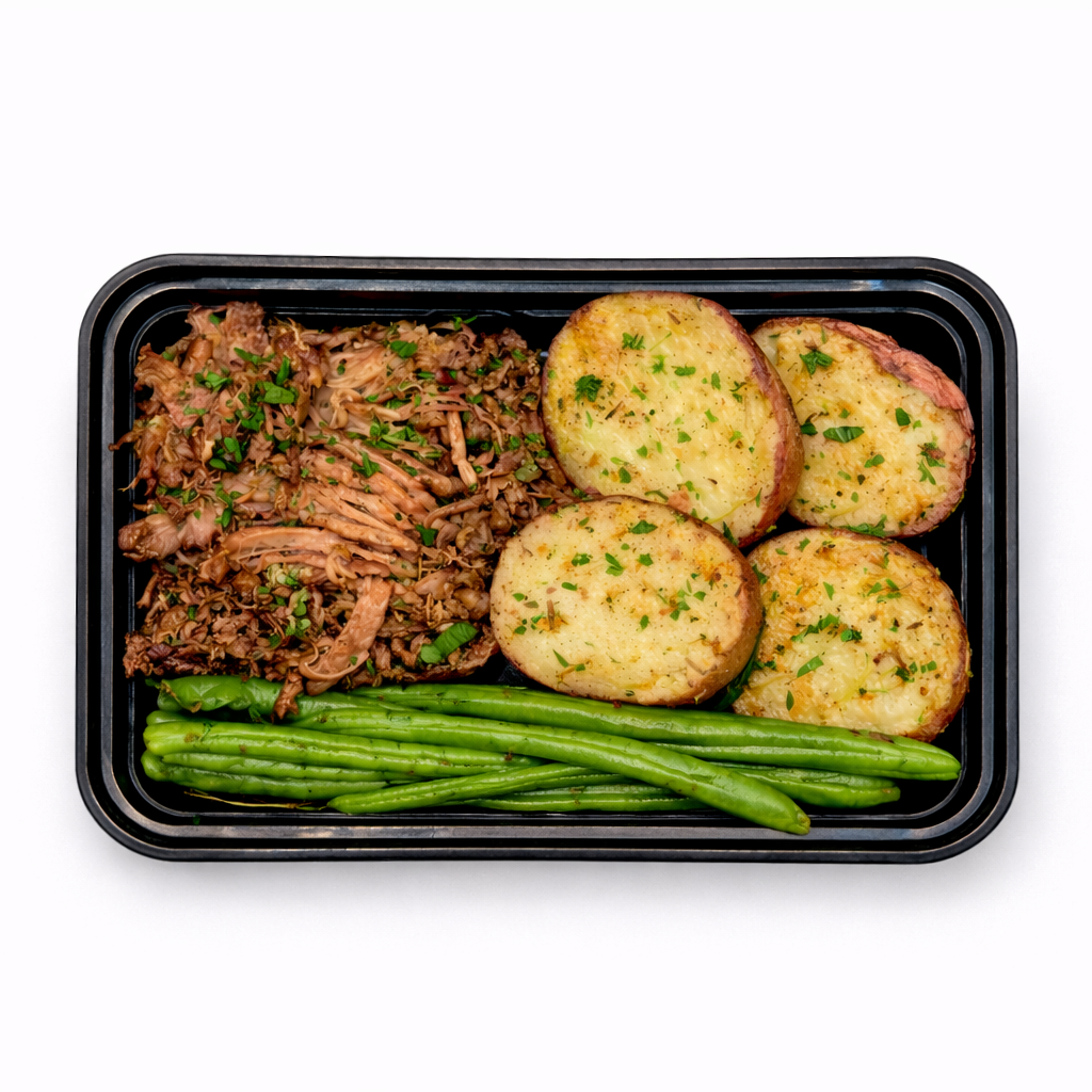 Beef Carbonnade with Rosemary Potatoes and Roasted Green Beans
