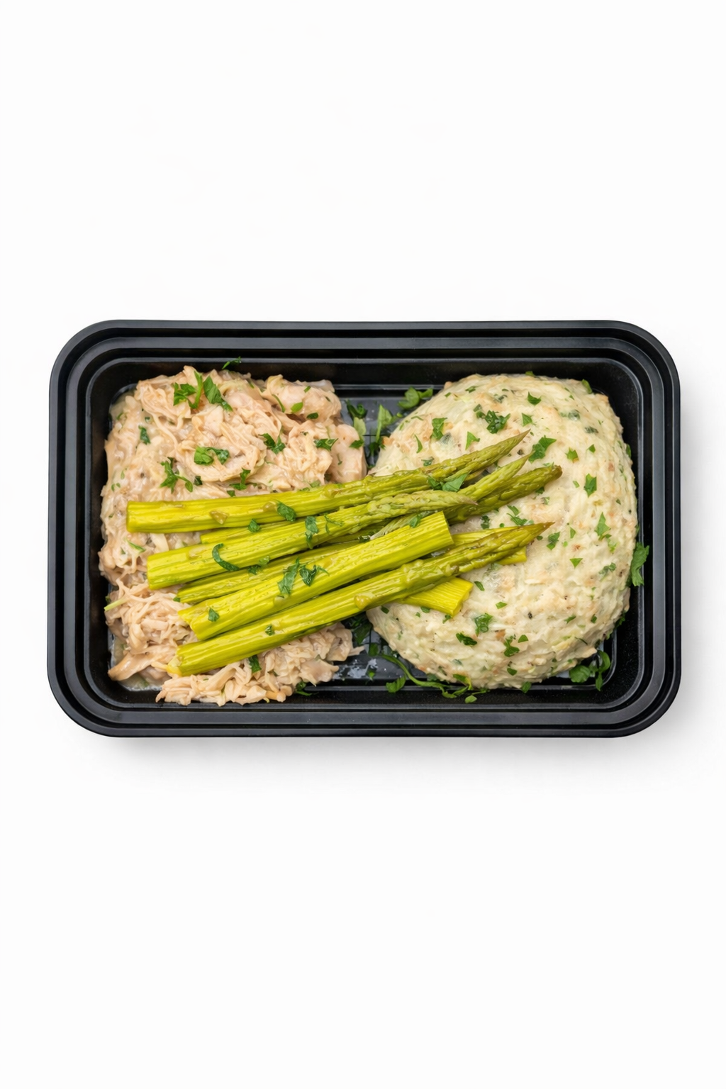 Lemon Pepper Chicken with Garlic Herb Mashed Potatoes and Roasted Asparagus