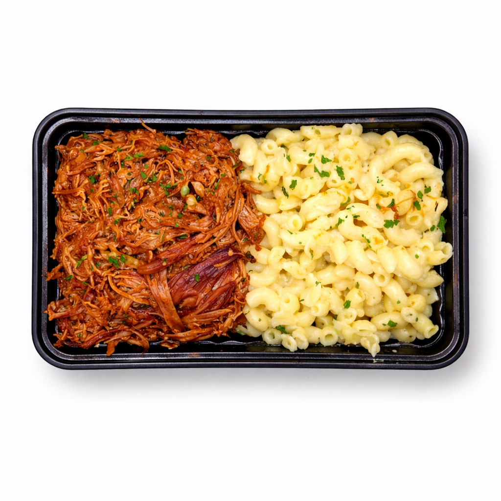 Italian Pulled Pork with Garlic Parmesan Mac and Cheese
