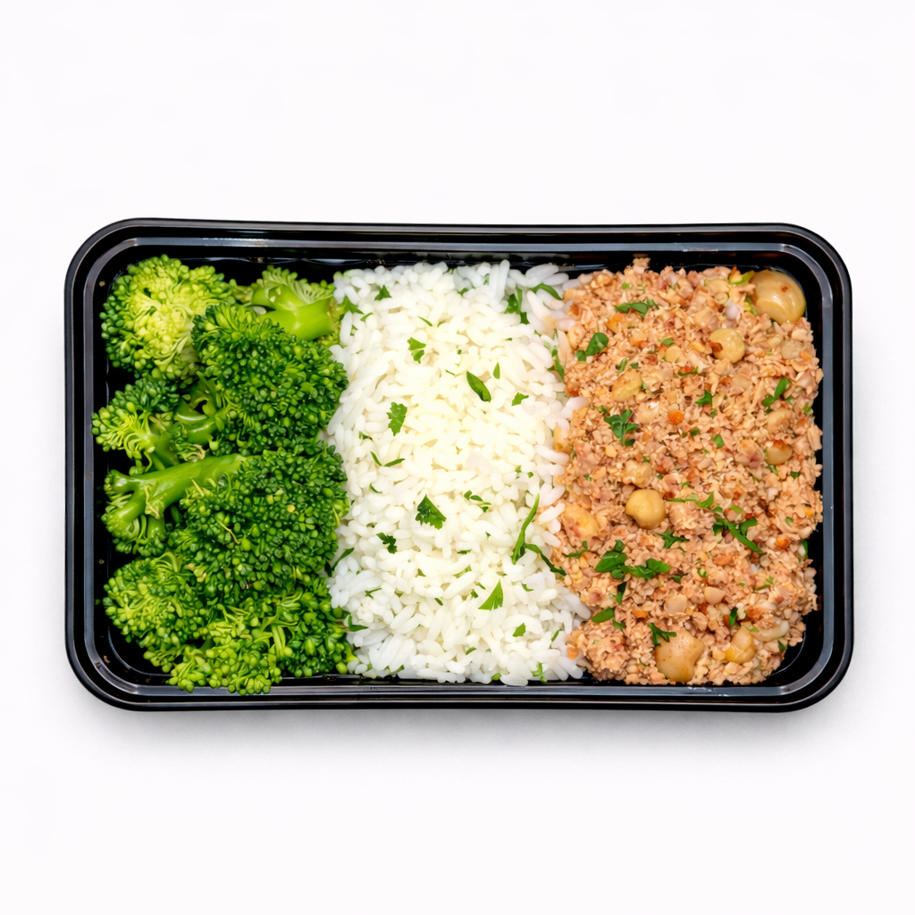 Orange Cashew Chicken with Jasmine Rice and Steamed Broccoli