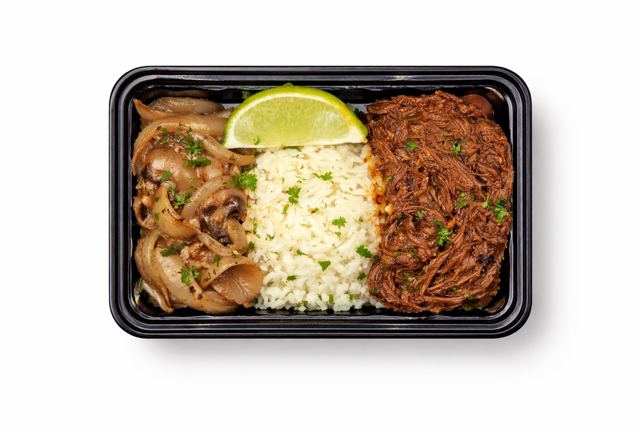 Chipotle Beef with Cilantro Lime Rice and Sauteed Onions