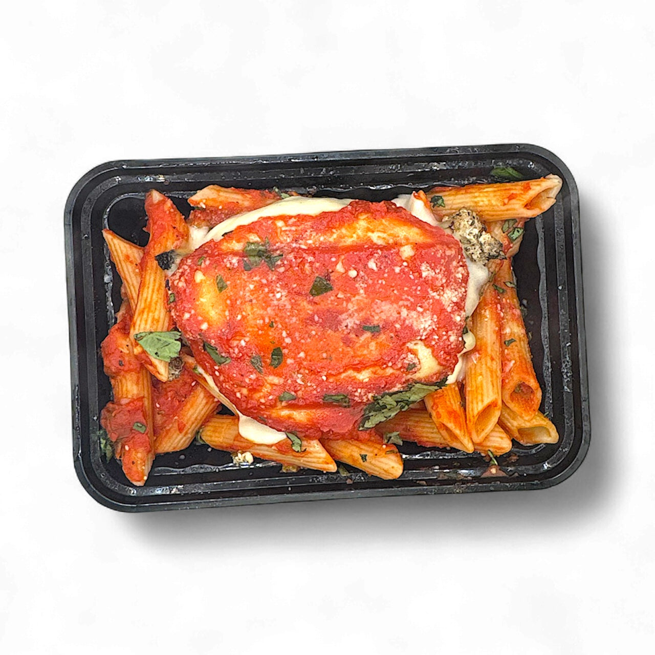 Grilled Chicken Parmesan with Penne Pasta and Marinara