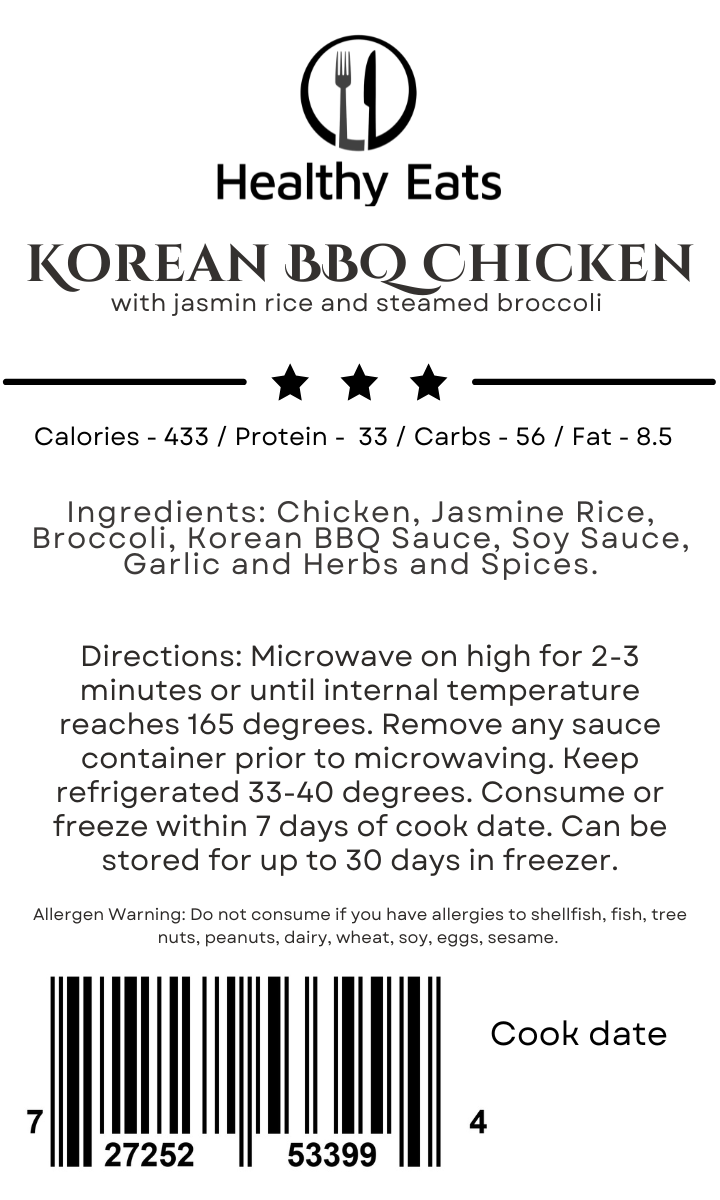 Korean BBQ Chicken with Jasmine Rice and Steamed Broccoli