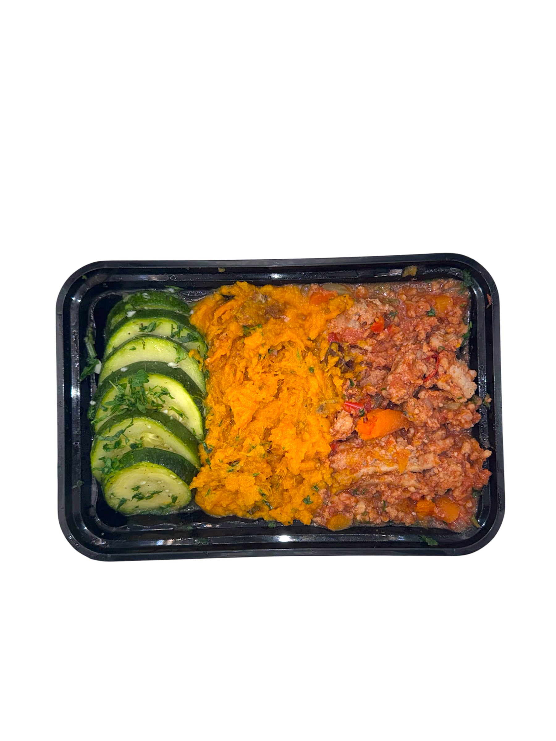 Sloppy Jane with Sweet Potato Mash and Roasted Zucchini