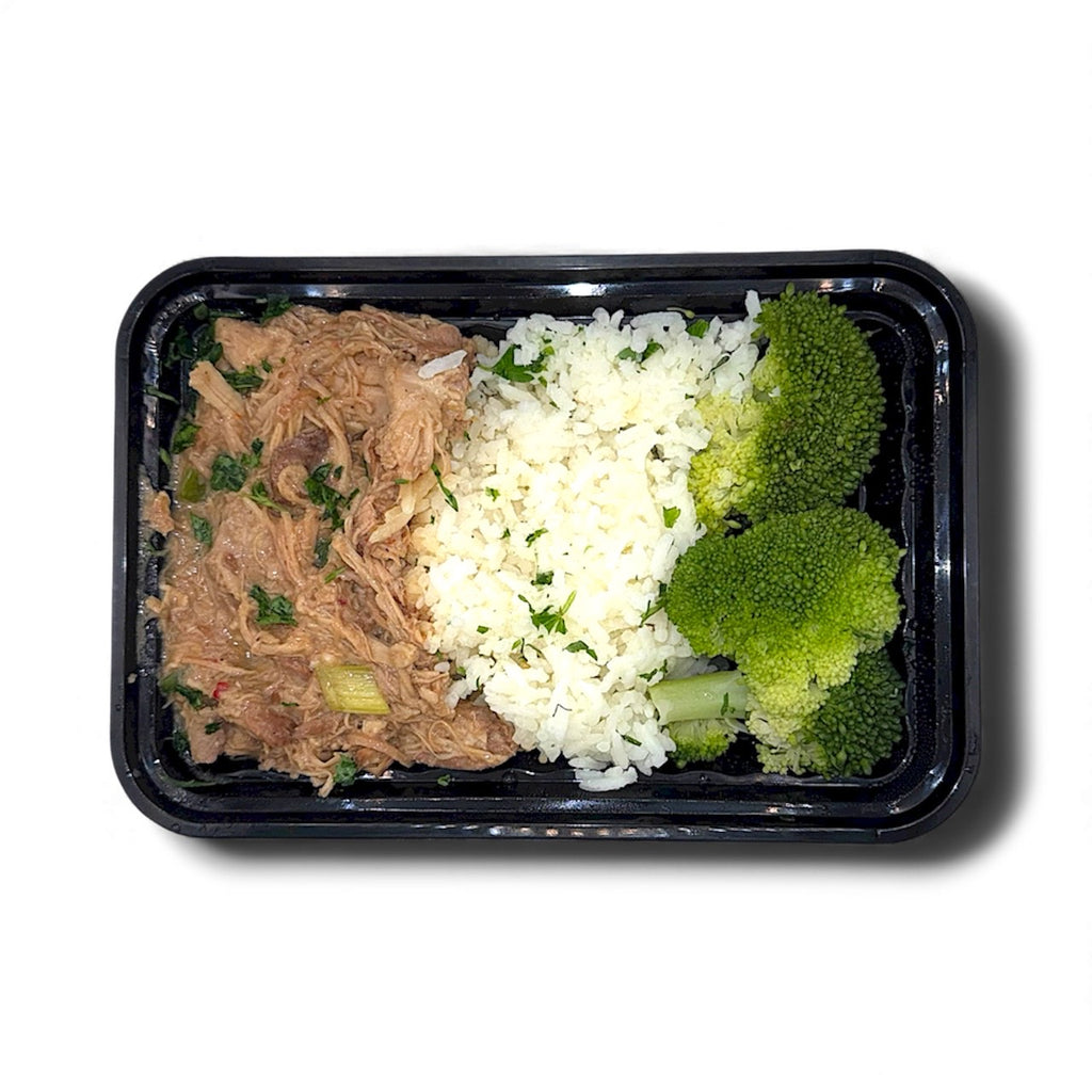 Korean BBQ Chicken with Jasmine Rice and Steamed Broccoli