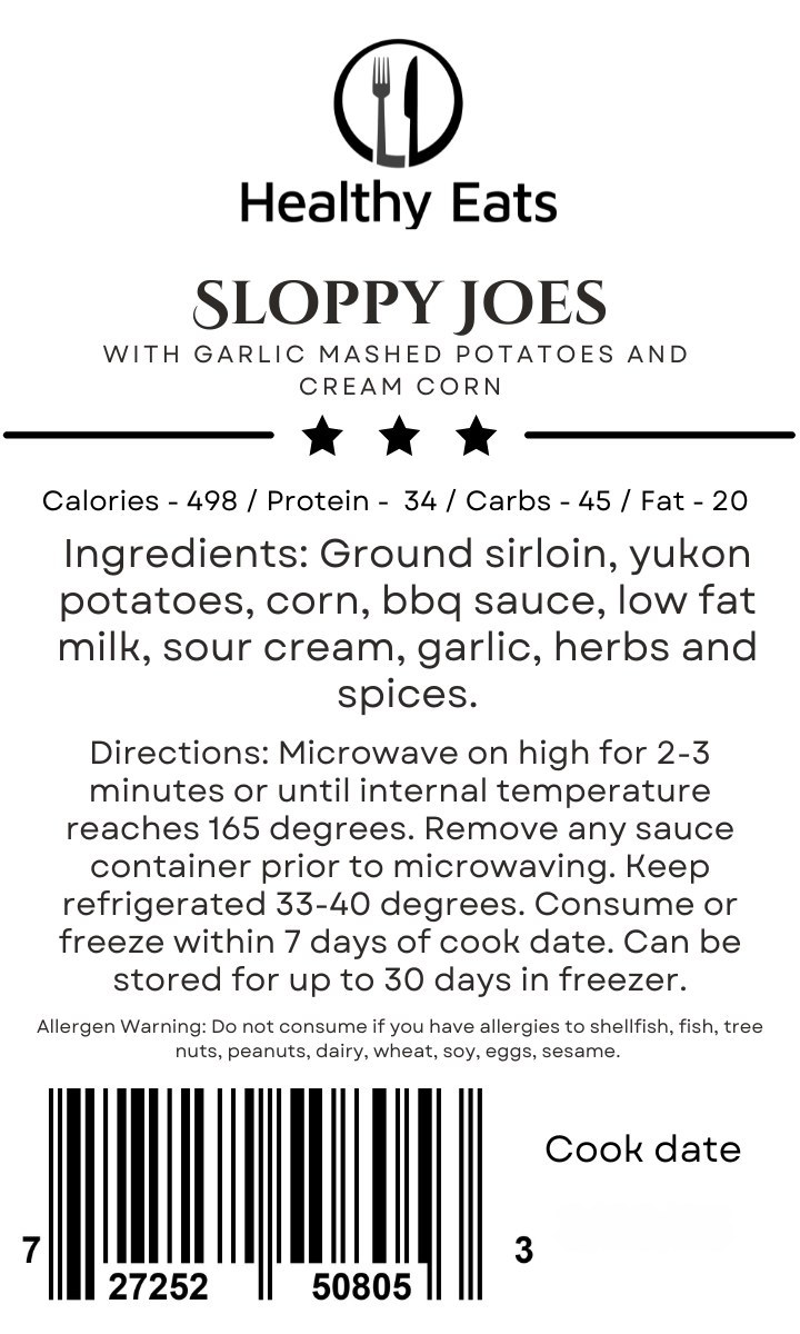 Sloppy Joe's with Garlic Mashed Potatoes and Creamed Corn