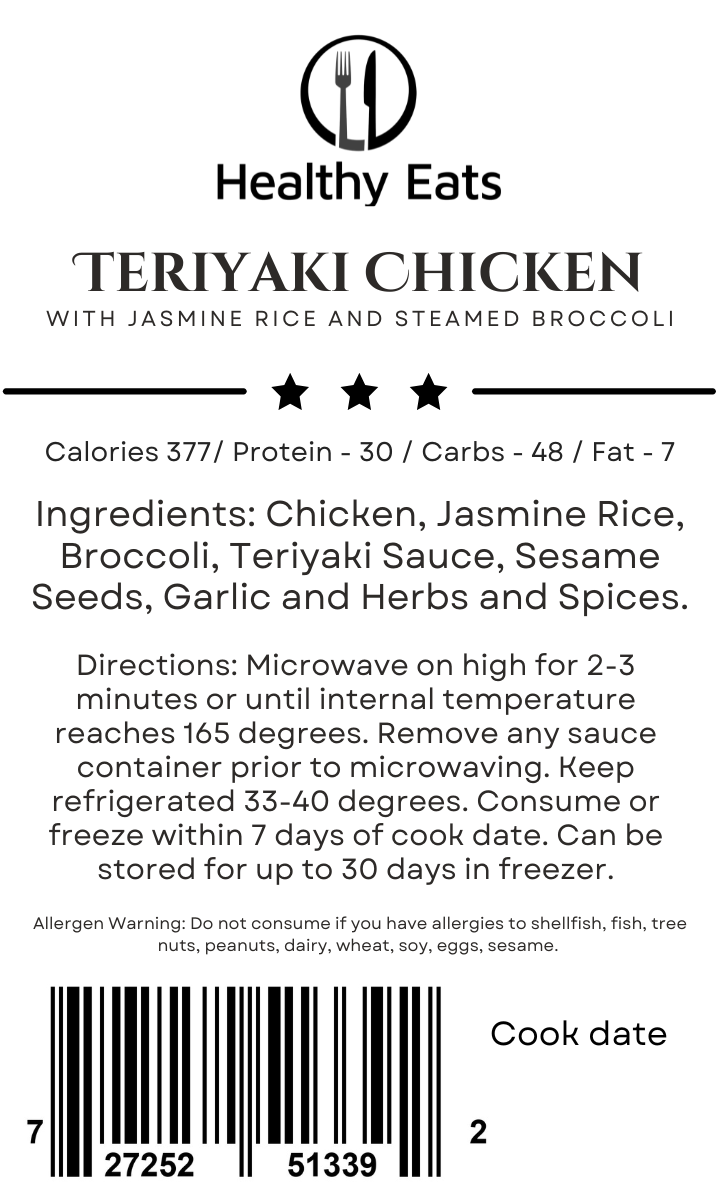 Teriyaki Chicken with Jasmine Rice and Steamed Broccoli